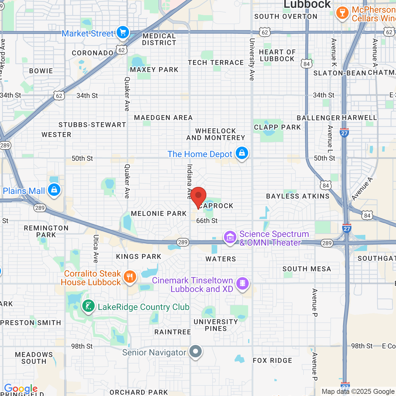Google map image of our location in 3233 63rd St Lubbock, TX
