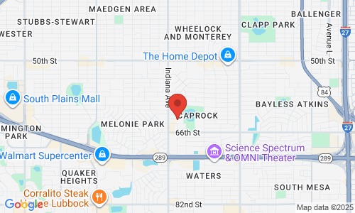 Google map image of our location in 3233 63rd St Ste A Lubbock, TX